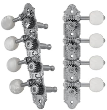 Grover 409C Professional Mandolin Standard A-Style Machine Heads with Pearloid Button - Standard, 4 + 4 - Chrome