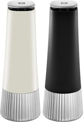 ZWILLING 1029857 Upside-Down Manual 2-pc Spice Mill Set, Black & Ivory, Plastic Stainless Steel
