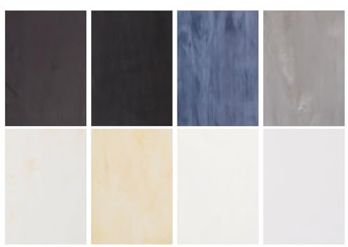 sourcing map Lot de 8 feuilles de verre vitrail, 10,2 x 15,2 cm, variété de carreaux de mosaïque pour projets de bricolage, loisirs créatifs, décoration, série noir et blanc