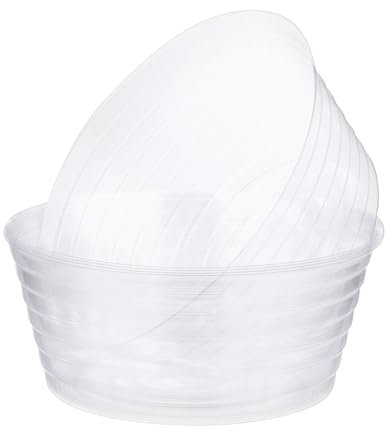 M METERXITY 5-Pack Plastic Plant Saucer, 8 Inch Clear Thin Plant Saucer Drip Tray for Indoor/Outdoor, Planter Liners Nursery Pots