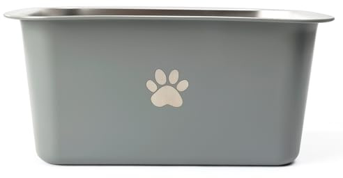 Podinor 1.2 Gallons 20 Cup Non Slip Stainless Steel Large Dog Water Bowls, Outdoor Metal Dog Bowls Large Breed, High Capacity Water Bowl for Big Giant Huge Dogs, Grey