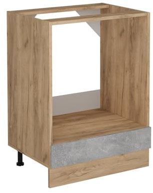 Vicco Herdumbauschrank R-Line, Herdschrank, Beton, 60 cm ohne Arbeitsplatte