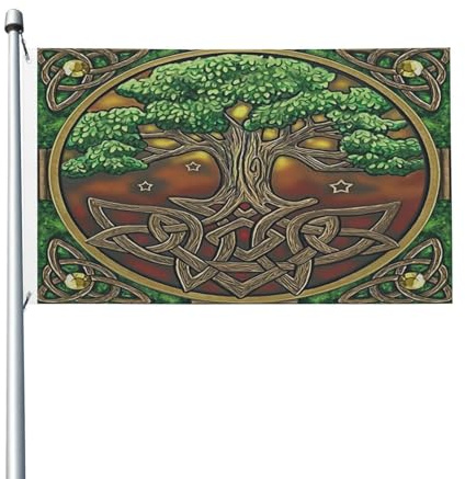 Bedruckte Flagge mit keltischem Lebensbaum, Wikinger, nordische Mythologie, 90 x 150 cm, für Garten, Hof, Rasen, Terrasse, Haus, Wohnheim, Party, Innen- und Außenbereich, Heimdekoration, 587590958, Sc