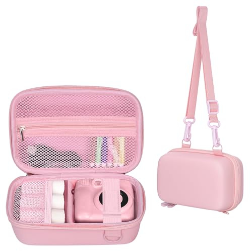 Leayjeen Kinderkamera Tasche für GREENKINDER, mit Schulterriemen - Rosa | Kompatibel mit HiMont/Hiievpu/CalineGam, Reißverschluss-Netztasche, Tragegriff, stoßfest - (Nur Hülle)