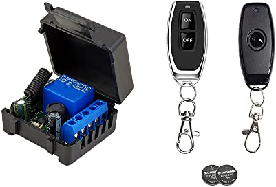 Koolenry 433 Mhz Wireless Switch Receiver DC 12V Single Relay Receiver Module with 2 Remote Transmitter