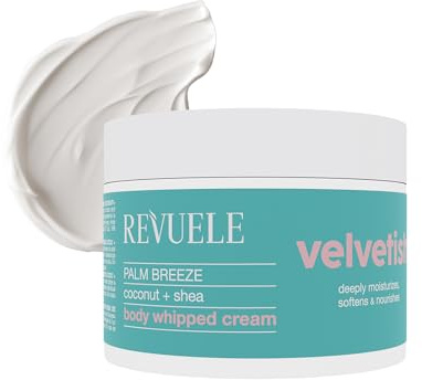 REVUELE Crème Corps Fouettée Palm Breeze Noix de Coco et Karité – Hydratation Profonde, Nutrition Intense, Peau Douce, Veloutée et Lumineuse, 300 ml