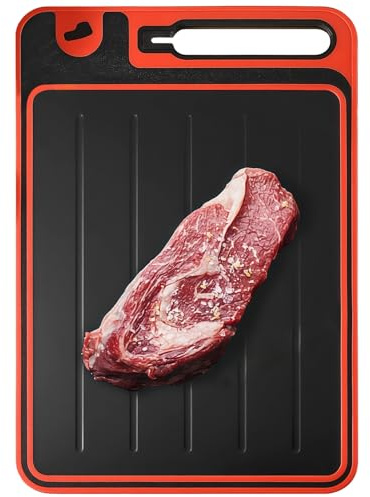 Packool Defrosting Tray, 4-in-1 Multifuctional Meat Thawing Tray Cutting Board with Built-in Garlic Grater Knife Sharpener