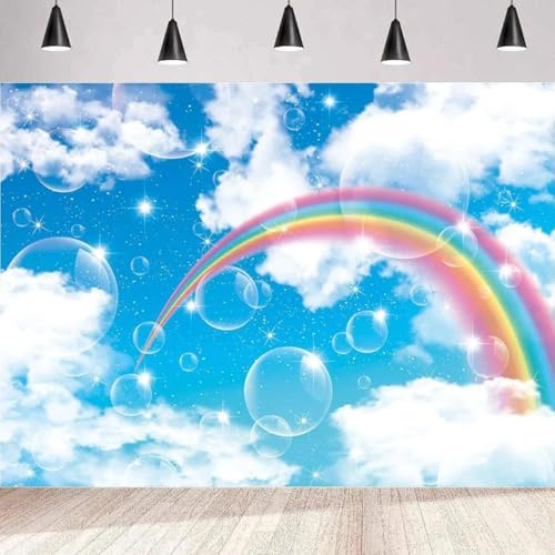 Himmel Weiß Wolken Regenbogen Fotografie Hintergrund Glänzende Blase Sonniger Natürlicher Blauer Landschaft Wand Poster Banner