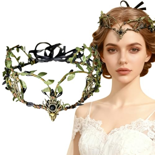 Ypkia Retro Waldranken Haarband Hirschgeweih-Dekor Stirnband Damen Elf Cosplay Fasching Karneval Party Kostüm Zubehör Halloween (hei)