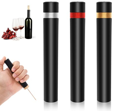3 Stück Korkenzieher Druckluft Weinöffner Luftdruck mit Nadel Dichtungshohlraum Weinflaschenöffner Tragbar Flaschenöffner Weinöffner Pumpe für Bars Restaurants Partys Picknicks Reisen