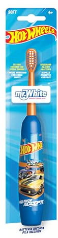 Hot Wheels Kids Battery Powered Electric Toothbrush with Soft Bristles, Enhanced Vibration, Protection Cap & Battery Included for Children Aged 4-14 Years Old, BPA-Free & Non-Toxic Toothbrush