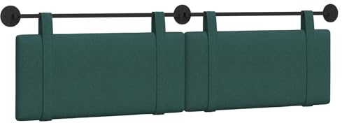 vidaXL Hängevorderseite Wandmontiert Dunkelgrün 190 x 55 x 5 cm Stoff, Bettzimmer Deko, Moderner Stoffkopfteil, Wandmontierte Rückenstütze, Luxus Schlaf-Highlight, Zeitloser Komfort