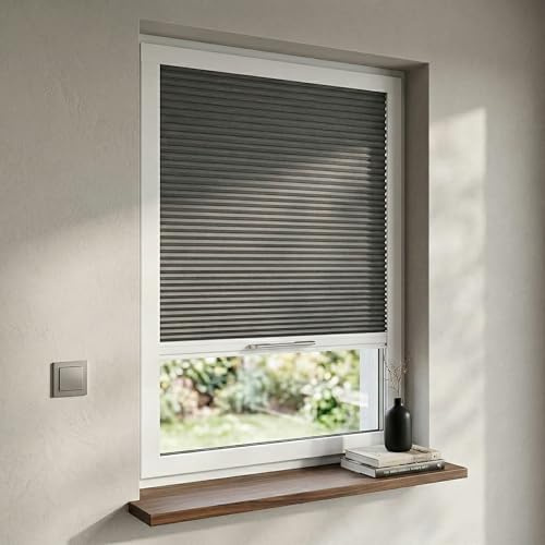 Skylight Blinds Cordless Roof Honeycomb Window Blinds Light Filtering Cellular Pleated Roof Shades for Home Easy to Install Shades for Inclined Plane Room Windows Custom Size (Light-filtering Black)