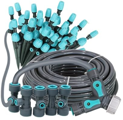 Sistema di irrigazione automatica for irrigazione da giardino 3/8 2 in 1 Tubo in PE Nebbia regolabile a 360° Kit di spruzzatori micro a goccia for irrigatore a collegamento rapido(10m Kits)