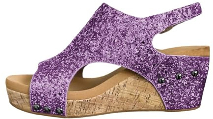 Sandali con zeppa da donna, glitterati, casual, con plateau a bocca di pesce, sandali aperti, con plateau, spessi, eleganti, estivi, sandali romani, tacchi alti con paillettes, Lilla, 41 EU