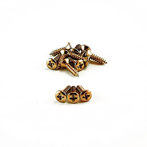 12 x VANSON Gold Scratchplate Pickguard Screws for Stratocaster or Telecaster Guitars (Pack of 12)