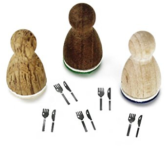 Stemplino® Ministempel - Motiv: Besteck - 12mm Durchmesser - Holzstempel für Kinder und Bullet Journal