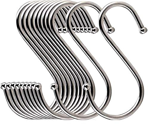 Meiyaa 10PCS S Hook Stainless Steel Hanger Rack Butcher Meat Dryer Hanging Pot Pan for Kitchen,Bathroom,Bedroom and Office (Large)