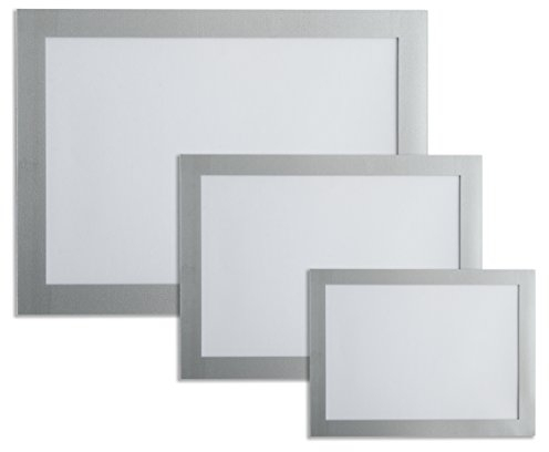 Karteo® Magnethülle silber | Magnetrahmen flexibel mit Rückwand Klebefläche | Informationsrahmen DIN A5 Format 210 x 148 mm | magnetischer Rahmen Kleberahmen Türschild Beschriftungsschild