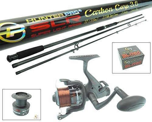 12ft Carbon Carp Rod & Bait Free Runner Reel Carp Combo Set. Hunter Pro SLR Range. Includes Spare Spool