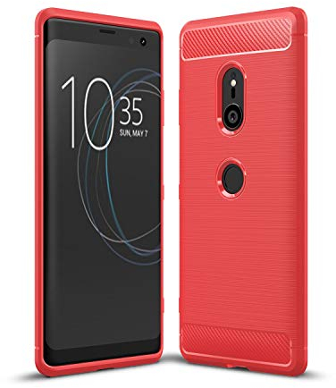 Cruzerlite für Sony Xperia XZ3 hülle, Kohlefaser Textur Design Abdeckung Anti-Scratch Stoßdämpfung Schutzhülle für Sony Xperia XZ3 Case (Red)