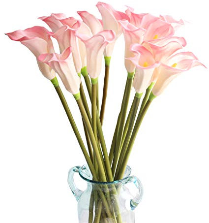 cn-Knight 10pcs de Flores Artificiales de Lirio de Cala, Tallo Largo de 67cm Flores Artificiales de Lirio de Cala, Lirios Arum Realistas para Ramo de Novia, Decoración del Hogar, Rosa
