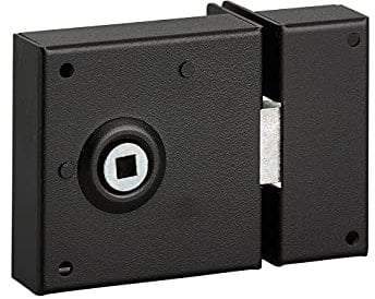 THIRARD - Serrure en applique pour porte intérieure, pêne 1/2 tour seul, axe 45mm, carré 6mm, 70x70mm, noir