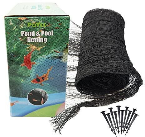 Filet pour Bassin 3x3m - Filet de Protection pour Étang, Protège Les Poissons Koï des Oiseaux, Chats et Prédateurs avec Piquets, Filet Anti Oiseaux
