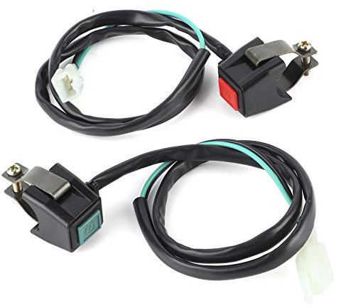 Interrupteur de démarrage, KIMISS démarreur de moto interrupteur de mise à mort guidon allumage double bouton 22mm voiture Glam accessoire intérieur adapté pour ATV Dit vélo