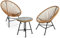 IDMarket - Salon de Jardin Izmir Table et 2 fauteuils Oeuf Cordage Effet rotin