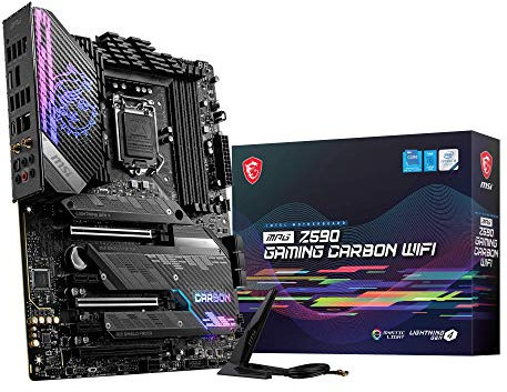 MSI MPG Z590 GAMING CARBON WIFI Scheda Madre gaming ATX Supporta processori Intel Core 11th Gen, LGA 1200 - Mystic Light, 75A VRM, DDR4 Boost (5333 MHz/OC), 2x PCIe 4.0 x16, 3x M.2 Gen4/3 x4, Wi-Fi 6E