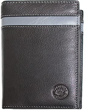 Frédéric Johns Portefeuille Homme - Grand Portefeuille - Portefeuille Cuir Veritable - Porte Carte Homme Cuir Modèle World (Gris)