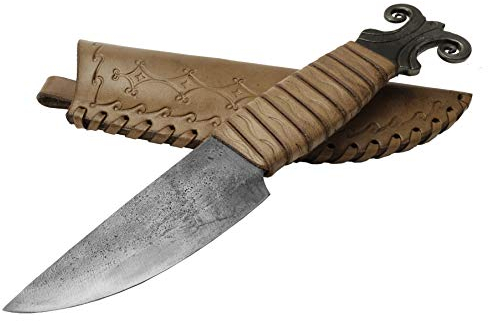 Madhammers Widdermesser braun Prämie Handgeschmiedetes Federstahl Messer - Scharfe & Spitze Klinge mit Echtledertasche Kunst- & Kulturliebhaber - Gesamtlänge 25 cm