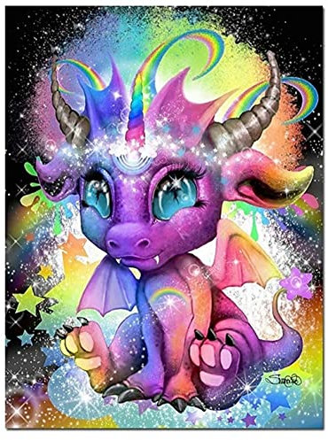 DIY 5D Diamant Malerei Kits Cartoon Drache Erwachsene Kinder Voll Bohrer Strass Stickerei Kreuzstich Diamond Painting Arts Craft für Home Wohnzimmer Wand Decor Kunst Geschenk Round Drill 50x70cm L1683