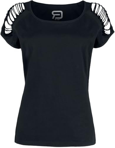 RED by EMP Damen Schwarzes T-Shirt mit Cut-Outs an den Ärmeln
