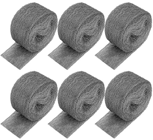 78 Feet Steel Wool Fill Fabric, Steel Wool Blend Hardware Cloth Gap Blocker for Holes Wall Cracks Vents in Garden House Garage (6 Rolls)