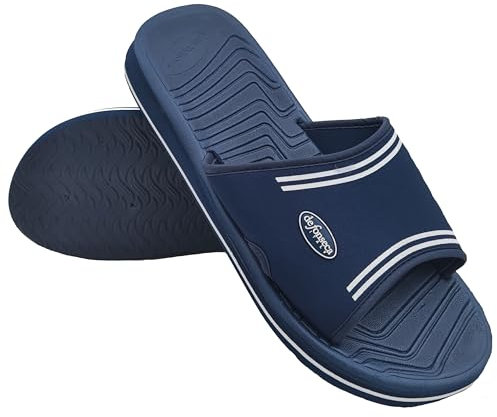 DeFonseca Klassische Hausschuhe für Herren, extra leicht und kratzfeste Unterseite, für Haus, Meer und Garten, blau, 42/43 EU