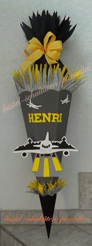 Schultüten Bastelset Airport grau-schwarz-gelb