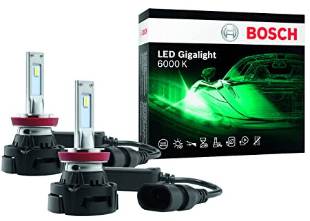 Bosch ~H8/~H11/~H16 LED Gigalight - lampes de phare auto - 12V 30W, blanc froid 6000K - lot de 2 lampes LED - usage hors routes ouvertes uniquement