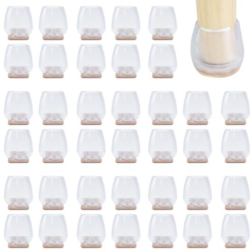 CEEYSEE 40 Pcs Chair Leg Caps Floors Protector Silicone Covers Rubber Caps Circular Feet Pads for Hardwood Furniture(12-16mm)
