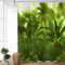 ASDCXZ Duschvorhang Wald 120x180 cm, Naturlandschaft Grün Wald Sonnenschein Motiv Wasserdicht Textil Bad Duschvorhänge Waschbar Polyester Stoff Duschvorhang für Badewanne mit 8 Duschvorhang Hake