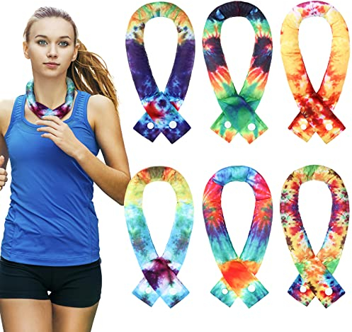 Xuhal 6 Stück kühlende Halstuch, kühlend, für Frauen, Sommer, Outdoor, Sport, Aktivitäten (Batikfärbung)