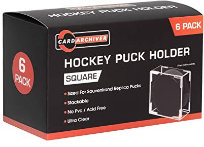 Hockey-Puck-Halter, 6 Stück, quadratisch, Hockey-Puck-Vitrine, 2-teilig, transparenter Hockey-Puck-Halter, offizielle Größe Hockey-Puck-Display-Boxen