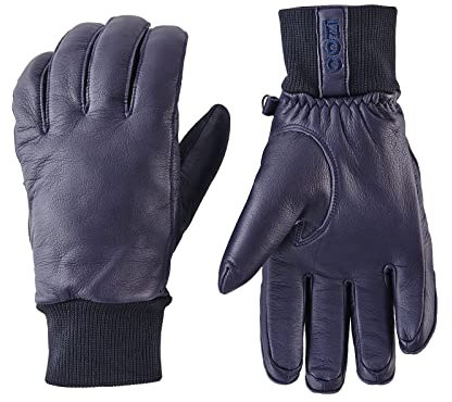OOZi Lederhandschuhe für Herren und Damen, Winterlederhandschuhe aus echtem Schaffell für Radfahrten, Wandern, Skifahren, Snowboarden, Autofahrten (Ozeanblau,M)