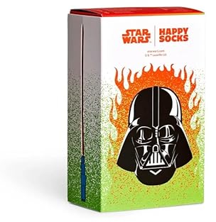 Happy Socks 3-Pack Star Wars Socken, Darth Vader und Yoda crew Socken mit Lichtschwertern an der Seite Größe 36-40