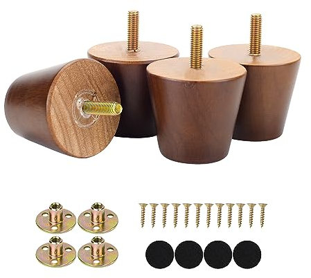 Maricome 2 Inch Furniture Feet Replacement Furniture Legs Set of 4 Screw in Wooden Legs for Sofa Couch Cabinet Ottoman