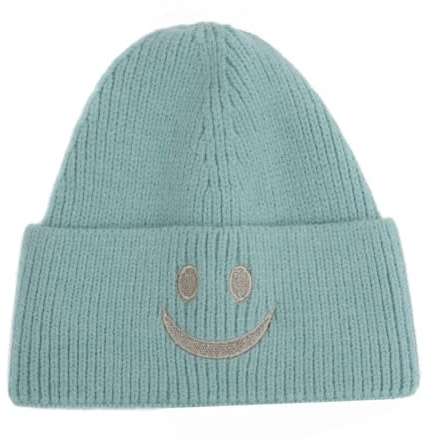 FASHION YOU WANT Beanie-Mützen für Herren, Unisex, Smiley, Bestickt, weich, SMILEY2 warm, Winter, Manschette, Strickmützen für Damen