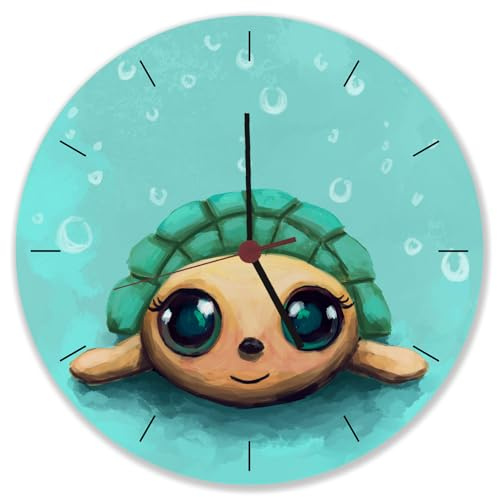 speecheese Schildkröte in Wasserfarbenoptik Wanduhr schöne Uhr für das Kinderzimmer mit niedlicher Schildkröte als Deko fürs Kinderzimmer von Kleinkindern