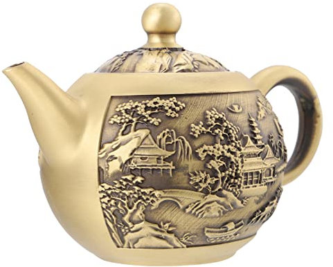 Teiera in rilievo vintage in metallo 1: 12 – Teiera retrò in rame teiera decorazione per la casa