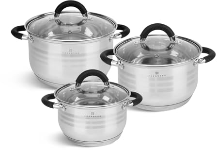 Edenberg Set di pentole moderne da 6 pezzi, in acciaio inox, set di pentole a induzione, adatto a induzione EB -002411